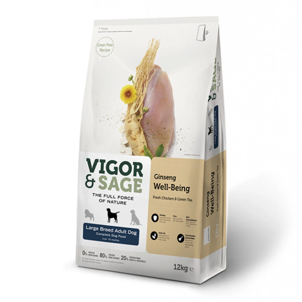 Vigor & Sage Hondenvoer Large Breed Well-Being Ginseng 3 Vigor & Sage Hondenvoer Large Breed Well-Being Ginseng